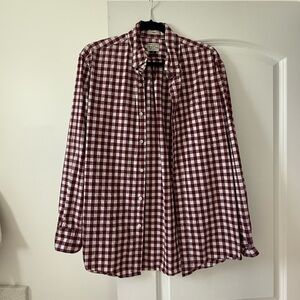 Jcrew Men's Burgundy Gingham Button-up (Slim)